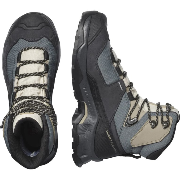 Grey / Black / Khaki Salomon Quest Element GTX Women's Hiking Boots | PH 65031J